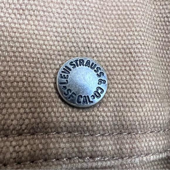 LEVI STRAUSS & CO. Brown Canvas Workwear Chore Jacket Corduroy Collar Zip Front - Picture 7 of 13